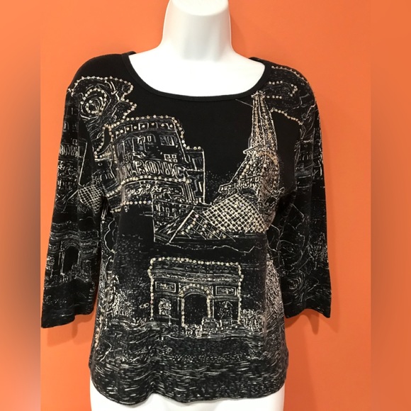 🍎Women’s Stretchy Beads Embellished Shirt, Size M - Picture 1 of 6